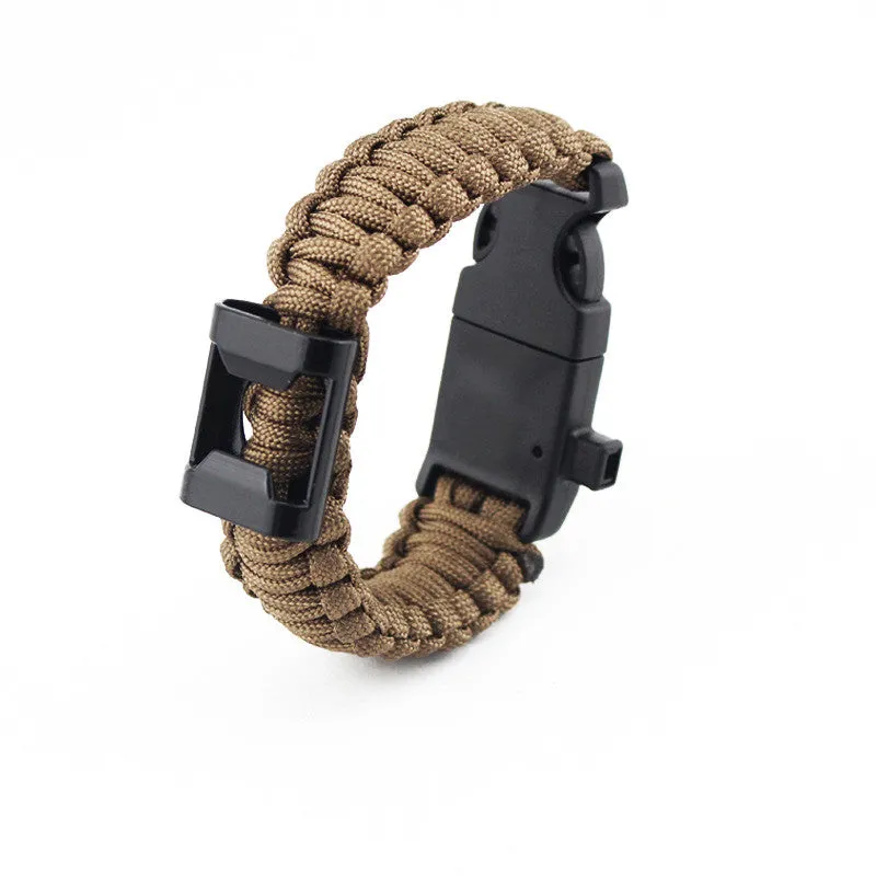 Paracord Survival Bracelet with Bottle Opener, Hiking Scraper, Emergency Whistle, Compass, Fire Starter