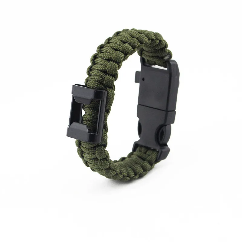 Paracord Survival Bracelet with Bottle Opener, Hiking Scraper, Emergency Whistle, Compass, Fire Starter