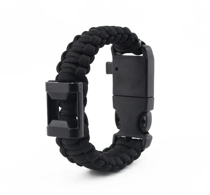 Paracord Survival Bracelet with Bottle Opener, Hiking Scraper, Emergency Whistle, Compass, Fire Starter