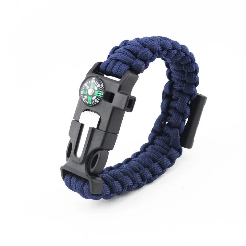 Paracord Survival Bracelet with Bottle Opener, Hiking Scraper, Emergency Whistle, Compass, Fire Starter