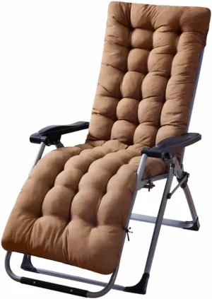 Patio Chaise Lounger Cushion， IndoorOutdoor Rocking Chair Sofa Cushion with 6 Ties， Thick Padded Swing Bench Cushion，61x18.9x3.1in (Coffee)