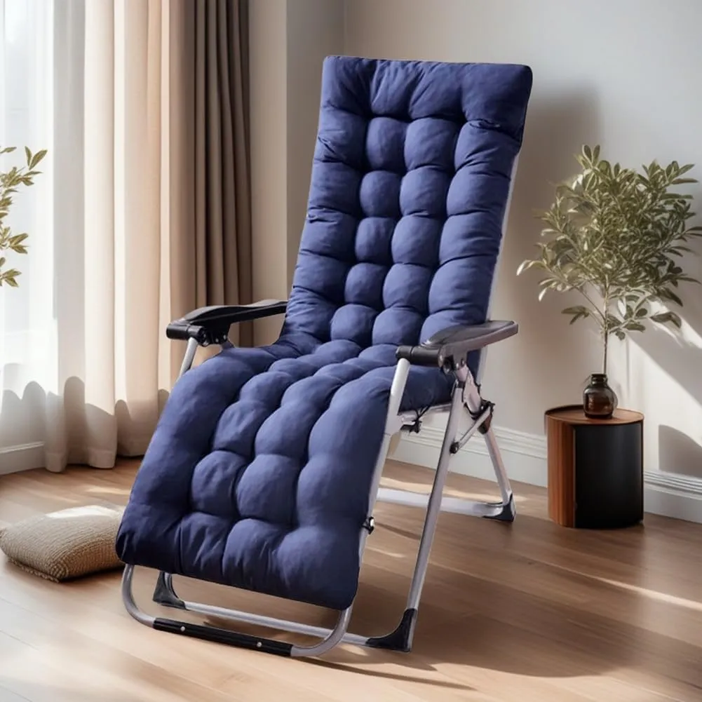 Patio Chaise Lounger Cushion， IndoorOutdoor Rocking Chair Sofa Cushion with 6 Ties， Thick Padded Swing Bench Cushion，61x18.9x3.1in (Coffee)