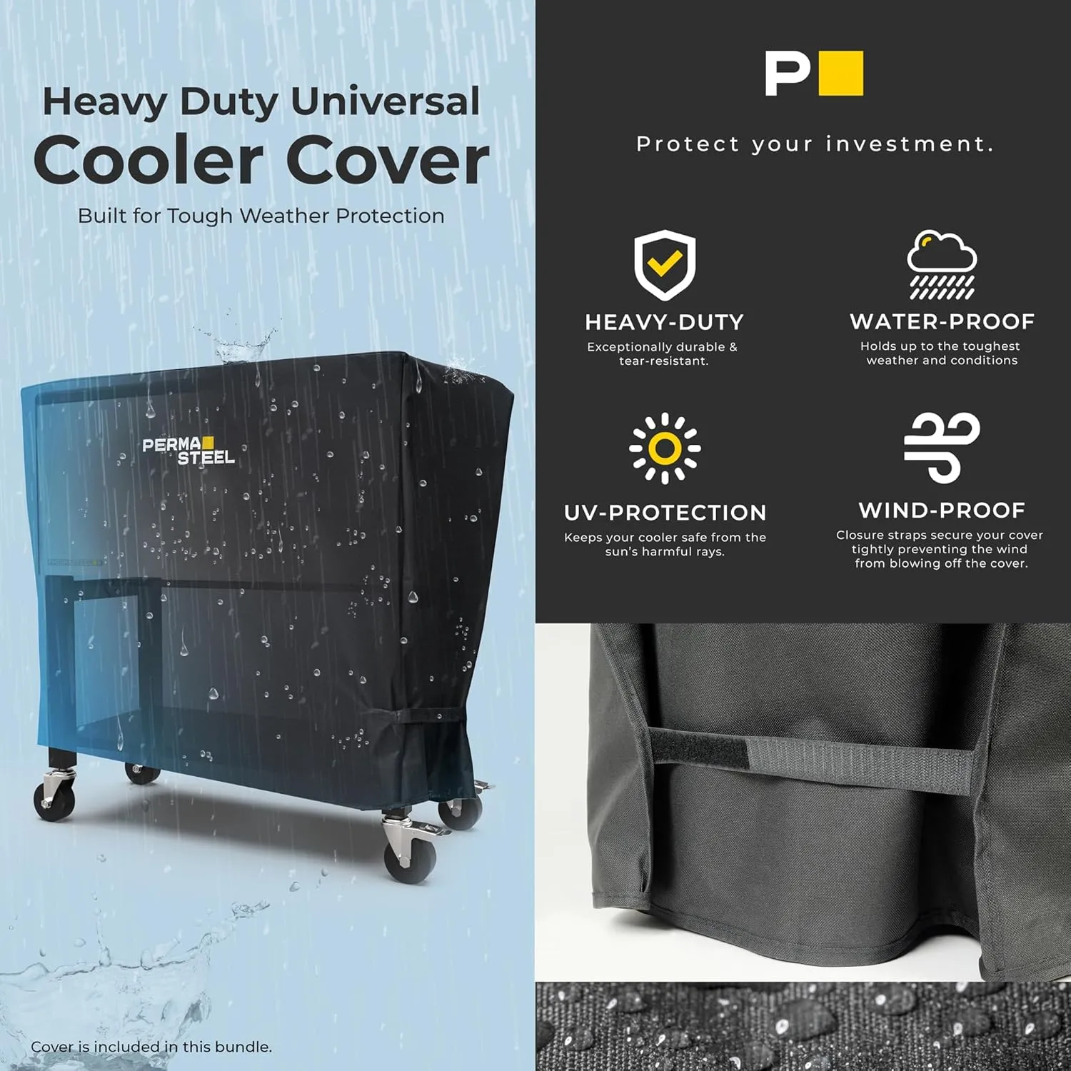 Permasteel Party Cooler with Removable Basin, Spacious 80-Qt Capacity, Rolling Ice Chest for Indoor and Outdoor Stainless Steel   Bonus Cover