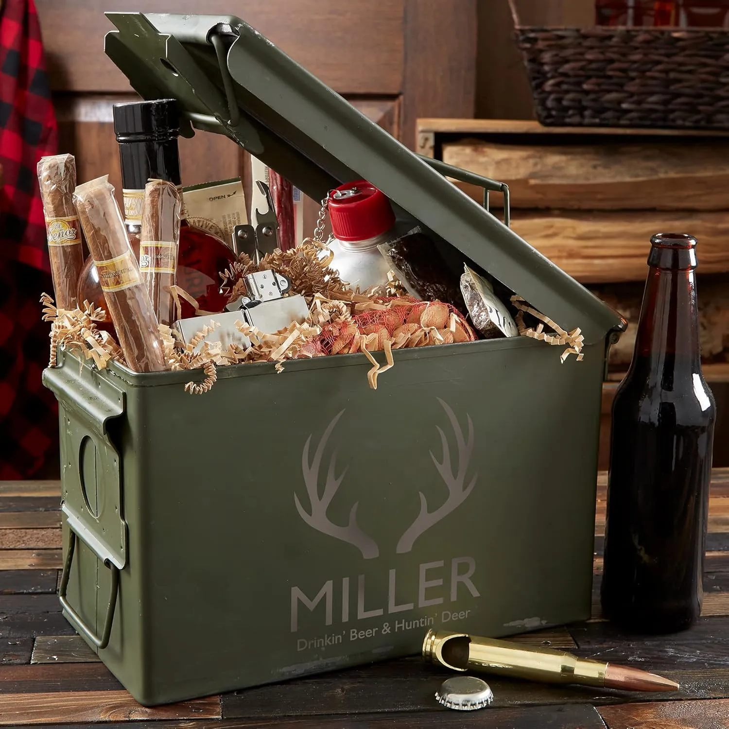 Personalization Universe Personalized 30 Cal Ammo Storage Box - Military Style Ammo Can for Hunting/Gifting - Lockable Small Ammo Box - Ideal Regalo para Hombre, Husband