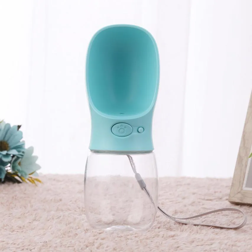 Pet Travel Water Bottle Portable Dogs Drinking Feeder Leak-Proof Dispenser - Blue