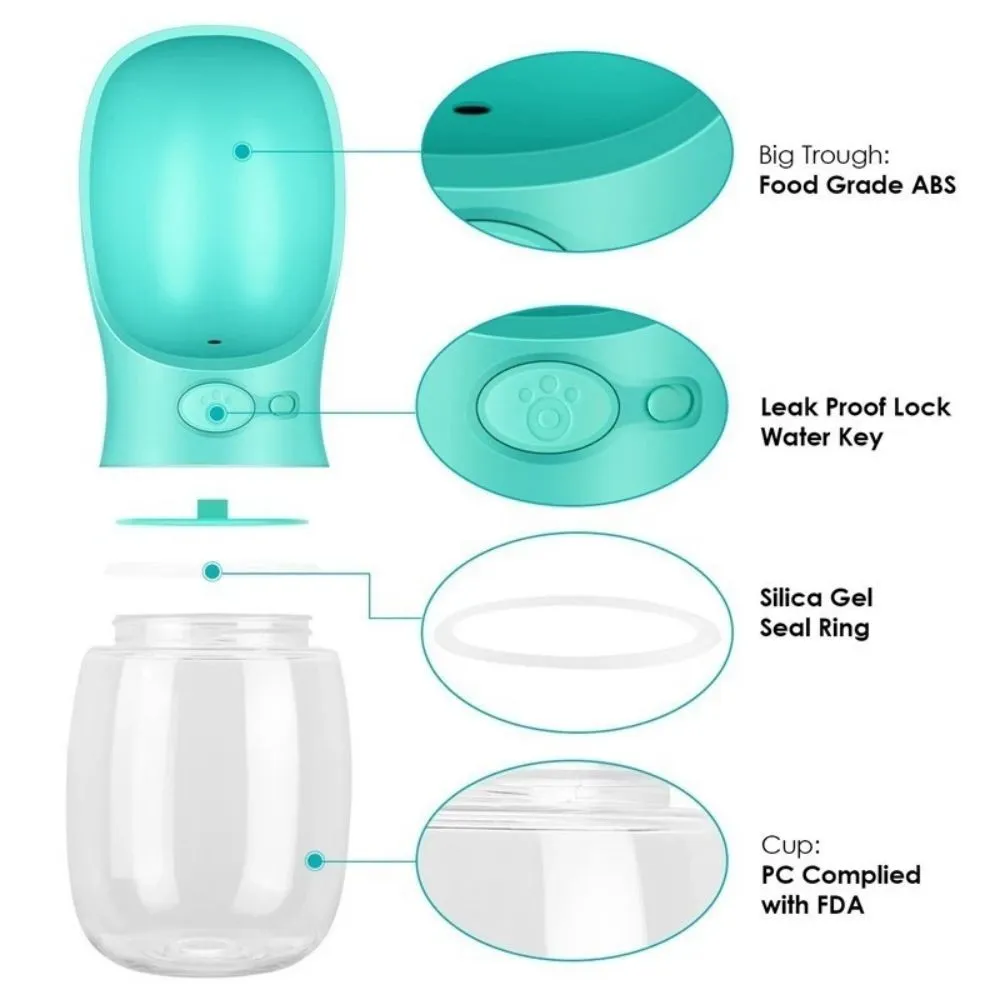 Pet Travel Water Bottle Portable Dogs Drinking Feeder Leak-Proof Dispenser - Blue