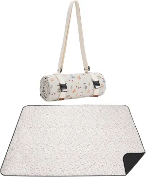 Picnic Blankets Washable Polyester Camping Blankets Emergency Backpack Accessories with Waterproof Backing and Shoulder Strap, 57"x79"