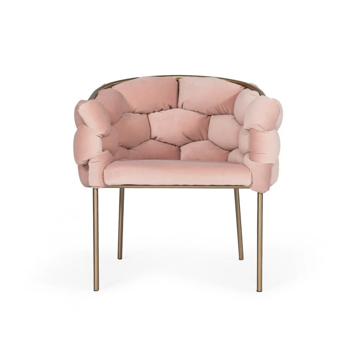 Pink Geo Velvet and Brushed Brass Velvet Dining Chair