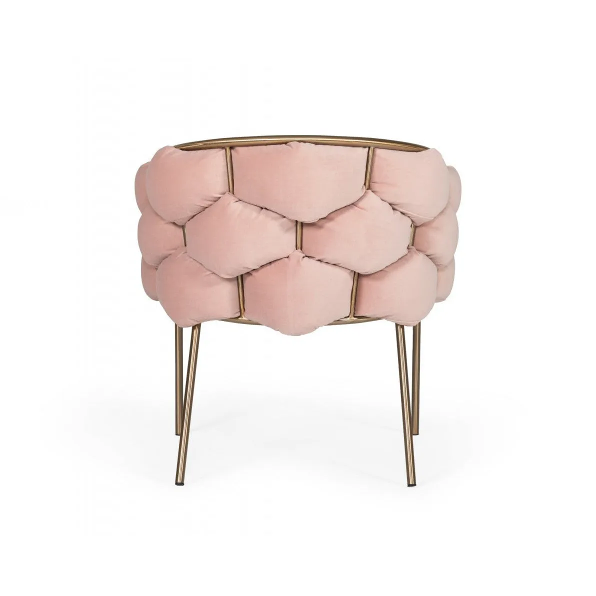 Pink Geo Velvet and Brushed Brass Velvet Dining Chair