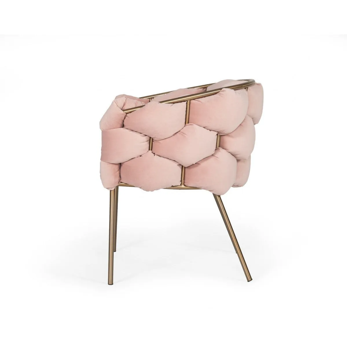 Pink Geo Velvet and Brushed Brass Velvet Dining Chair