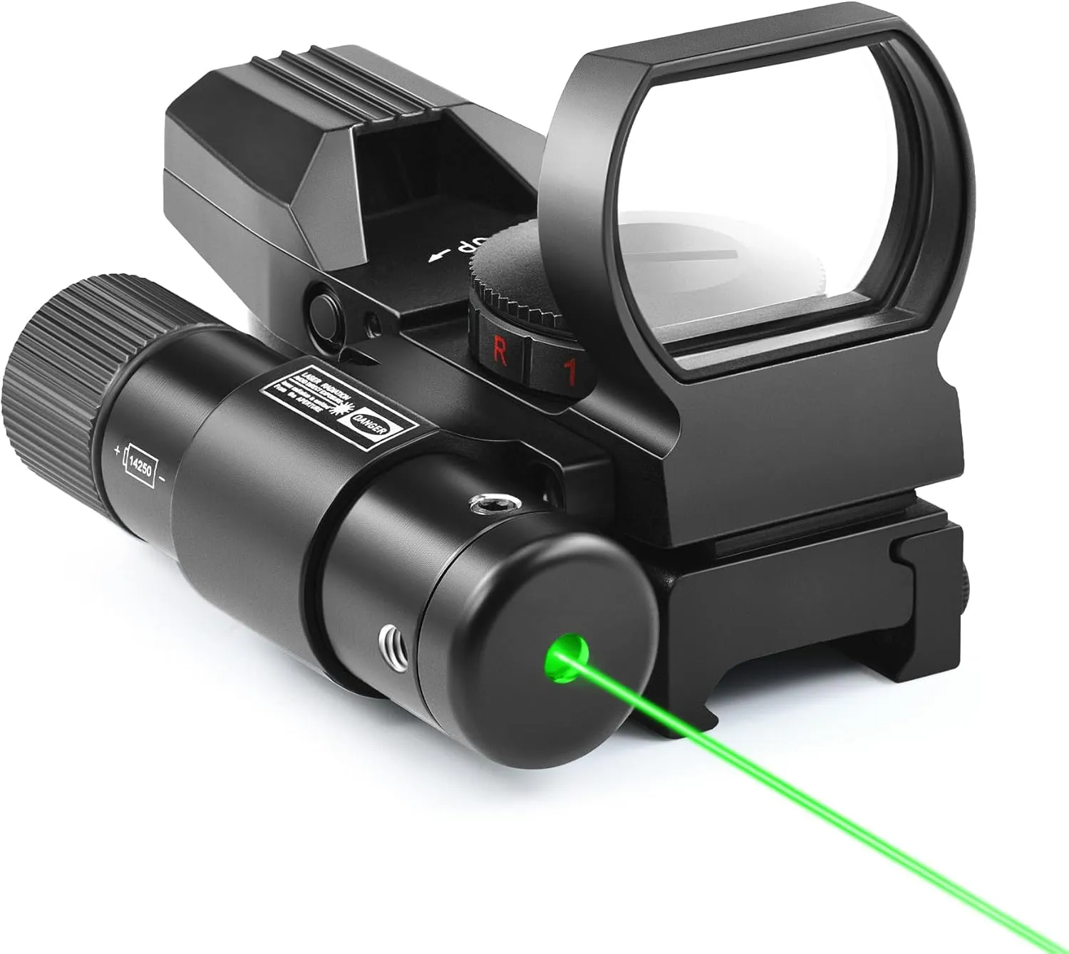 PINTY Reflex Sight with 4 Reticle Optics, Red Dot Sight with Laser, Red & Green Dot Sight Optics with 5 Brightness Levels for 20MM Picatinny Weaver Rails