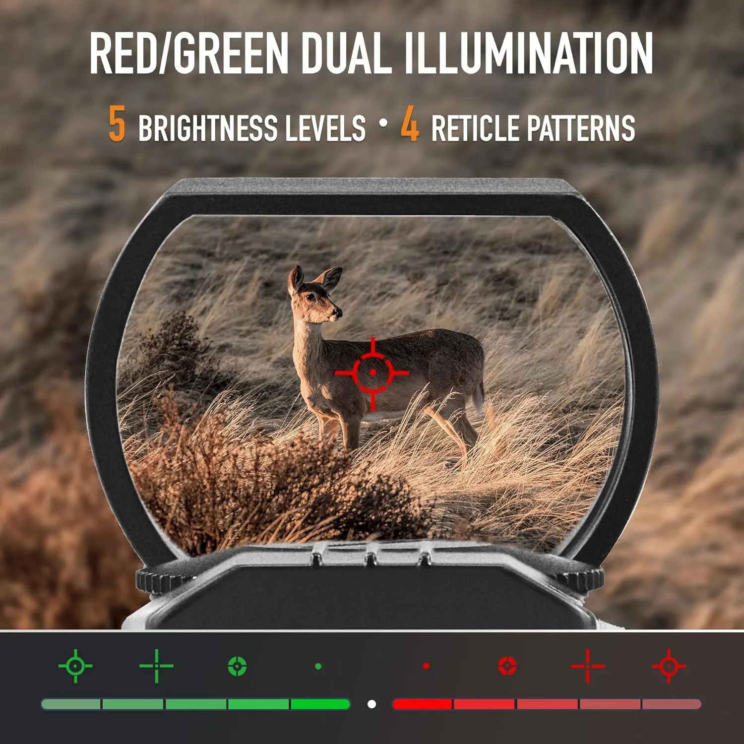 PINTY Reflex Sight with 4 Reticle Optics, Red Dot Sight with Laser, Red & Green Dot Sight Optics with 5 Brightness Levels for 20MM Picatinny Weaver Rails