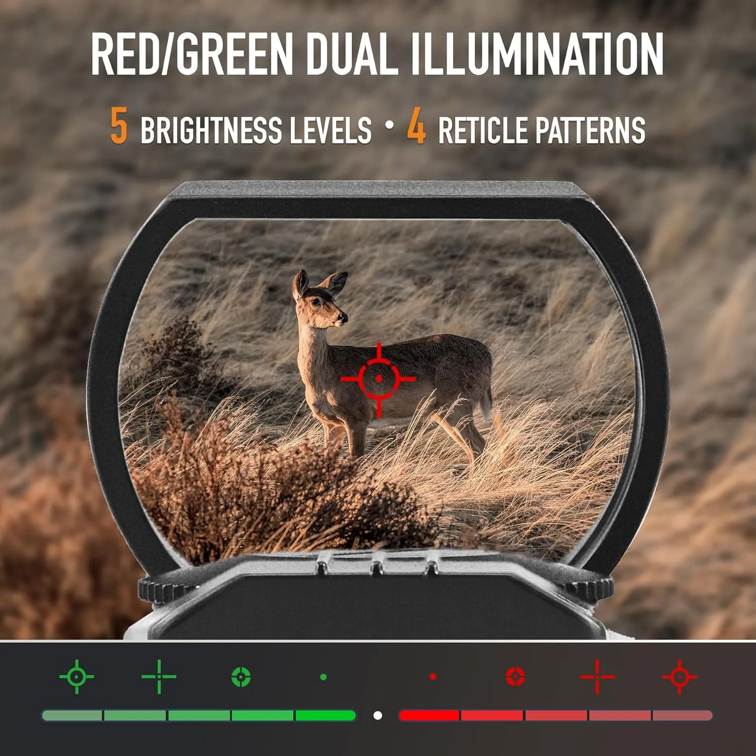 PINTY Reflex Sight with 4 Reticle Optics, Red Dot Sight with Laser, Red & Green Dot Sight Optics with 5 Brightness Levels for 20MM Picatinny Weaver Rails
