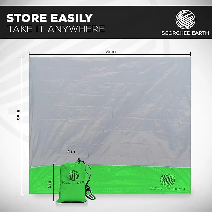 Pocket Blanket for Beach, Travel, Outdoor, Camping, Hiking, Picnic, Festival, Sports - Water Resistant, Compact, Durable Tarp, Corner Pockets, Bag, Built in Stakes (Lime Green, 60x55)
