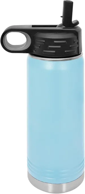 Polar Camel 20 oz Stainless Steel Water Bottle with Flip Top Lid and Straw (Light Blue)
