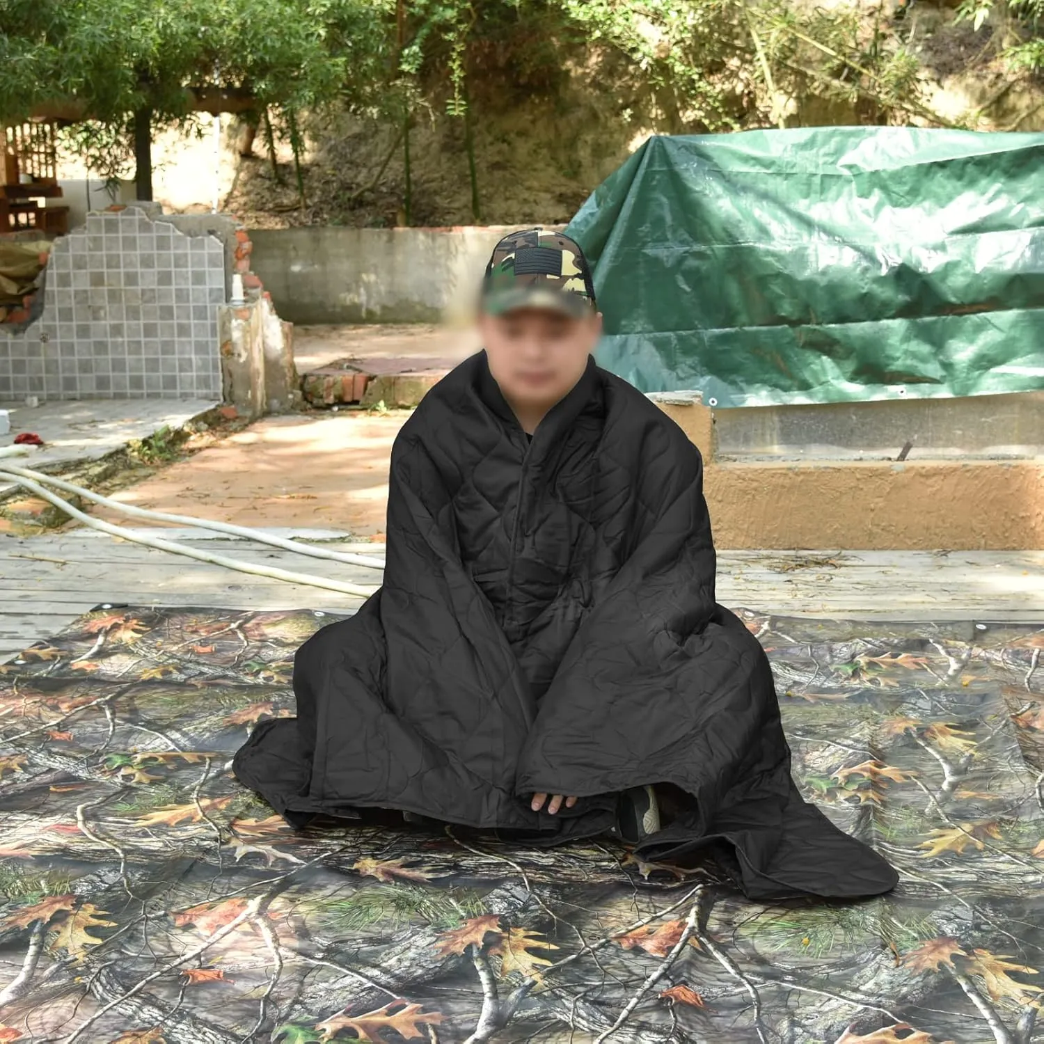 Poncho Liner Military Insulation Outdoor Camping Blanket for Travel, Beach, Grass, Picnic, Car Emergency, Outdoor, Survival