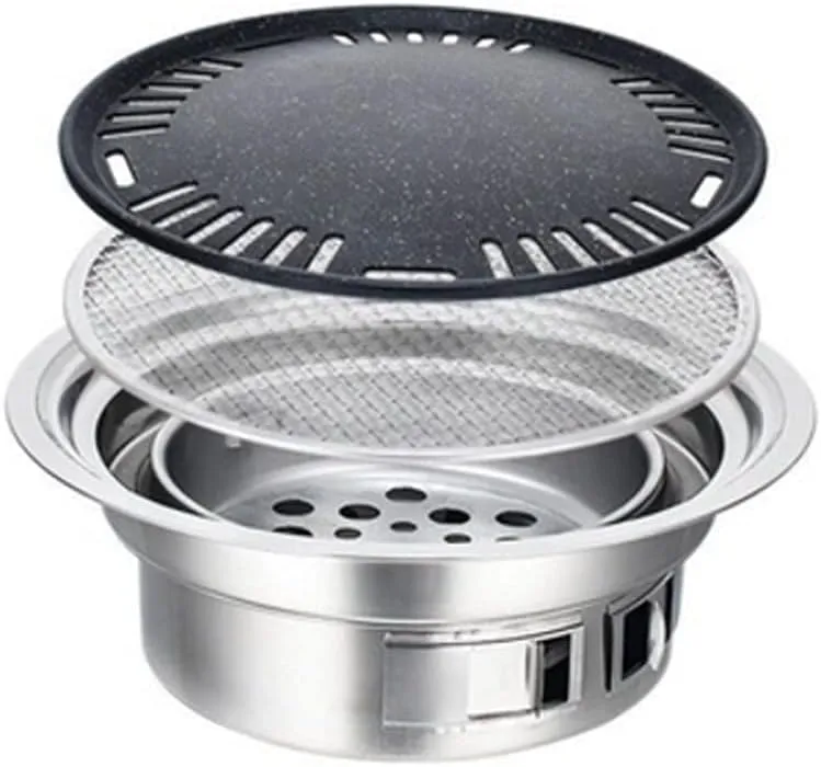 Portable Barbecue Grill Non-stick Folding Barbecue Grill Mini Round Outdoor Camping Picnic Barbecue Tool