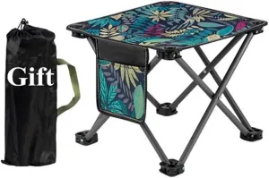 Portable Camping Stool with Side Pocket Camping Seat 11.81in Folding Camping Stool Portable Outdoor Camping Chair with Carry Bag for Outdoor Travel Camping Fishing Hiking