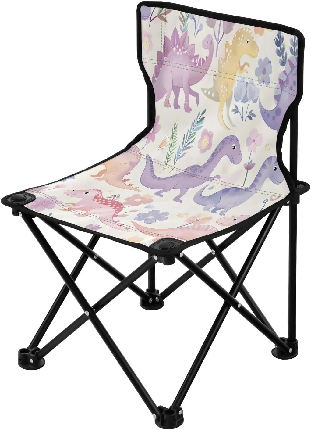 Portable Folding Camping Chair with Carrying Bag Cute Dinosaur Lightweight Folding Chair Perfect for Camping, Tailgates, Beach, and Sports