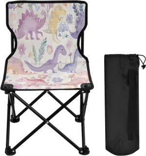Portable Folding Camping Chair with Carrying Bag Cute Dinosaur Lightweight Folding Chair Perfect for Camping, Tailgates, Beach, and Sports