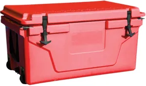 Portable Insulated Cooler Box for Outdoor Activities, 65QT with Heavy-Duty Wheels and Rapid Drain System, Red