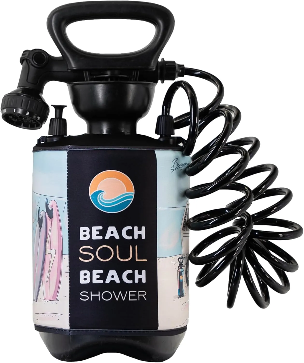Portable Pressurized Shower - Stoked 1.3G - Manual Pump System - Insulated Cover for Hot/Cold Water - Perfect as a Camp, Surf, Beach, Dog and Outdoor Shower - No Power Needed