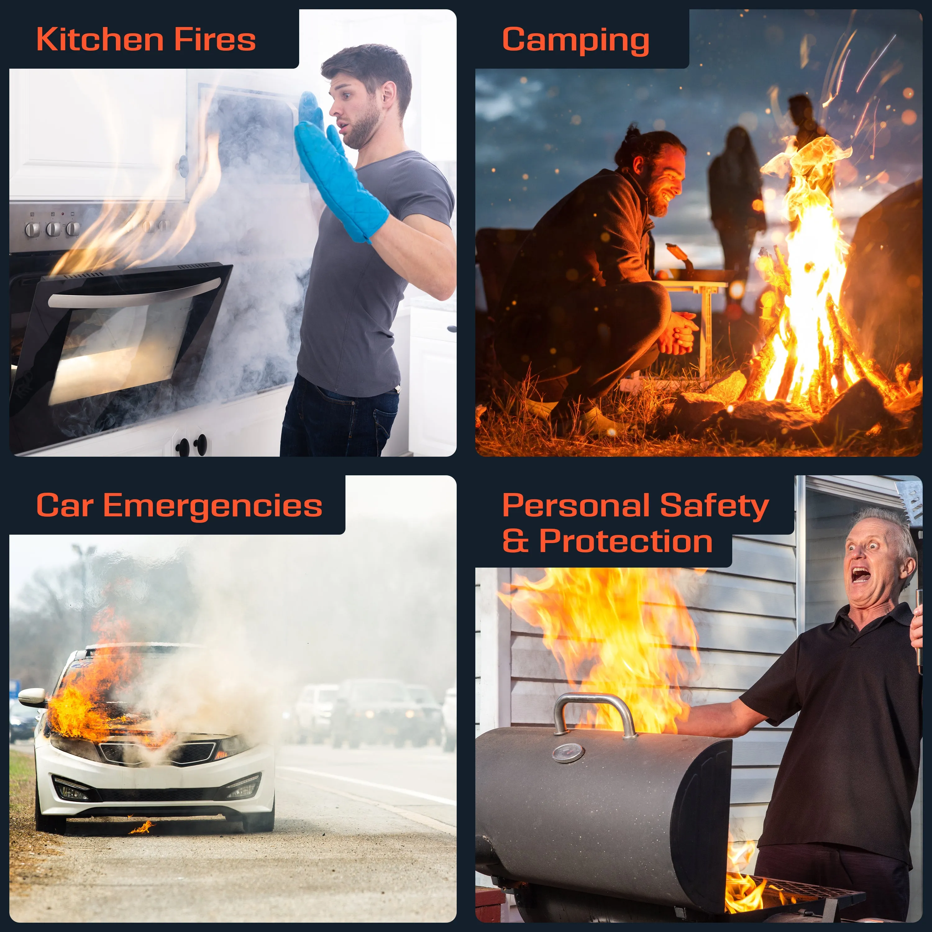 PREPARED4X Emergency Fire Blankets for Home - Fiberglass Protection Flame Smoke Suppression Blankets (2-Pack)
