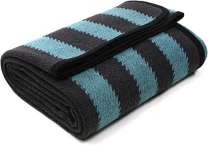 PuTian Merino Wool Blanket - 87" x 63" Thick Warm Soft Large Bed Throw - Great for Camping, Outdoors, Travel, Car, Couch, All Seasons Blue Stripe