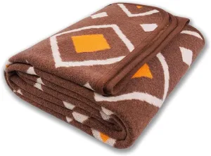 PuTian Merino Wool Blanket - Warm Thick Washable 87" x 63" Large Throw for Outdoors Camping Couch Bed Trave, Brown Check
