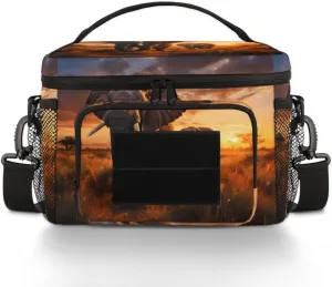 QsirBC Calendar Walking Elephants Tactical Lunch Bag for Men Women Insulated Leakproof Lunch Box with Adjustable Shoulder Strap Thermal Cooler Meal Prep Container for Work Camping Picnic Travel Beach