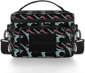 QsirBC Hand Painted Paris Pylons Tactical Insulated Lunch Bag for Men Women Large Leakproof Thermal Cooler with Adjustable Shoulder Strap Ideal for Work Picnic Camping Outdoor Adventures