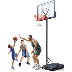 Qunler 44" Portable Basketball Hoop System, 4.4-10 ft Height Adjustable Basketball Goal System with Wheels and Shatterproof Backboard and Large Base for Adults Kids Outdoor Indoor Court