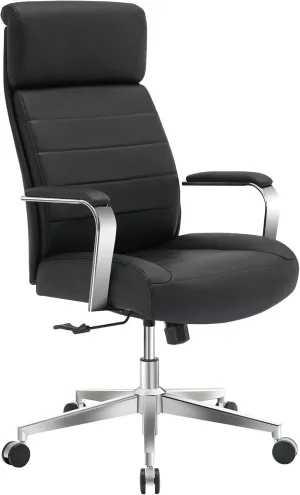 Realspace® Modern Comfort Modee Vegan Leather High-Back Executive Office Chair, Black/Chrome, BIFMA Compliant