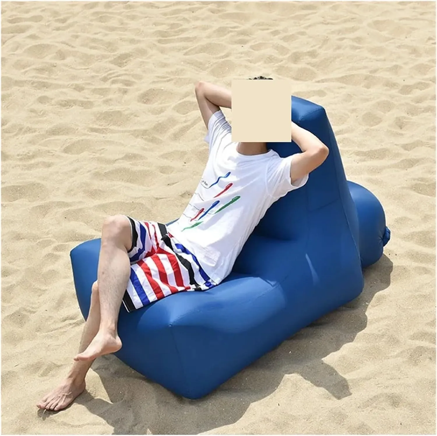 Recliner Outdoor Inflatable Sofa Square Bottom Armchair Air Beach Camping Travel Furniture Chair Tool-Free Folding Air Sofa Leisure Fit for Seat Portable (Color : 85X70X80CM-07)