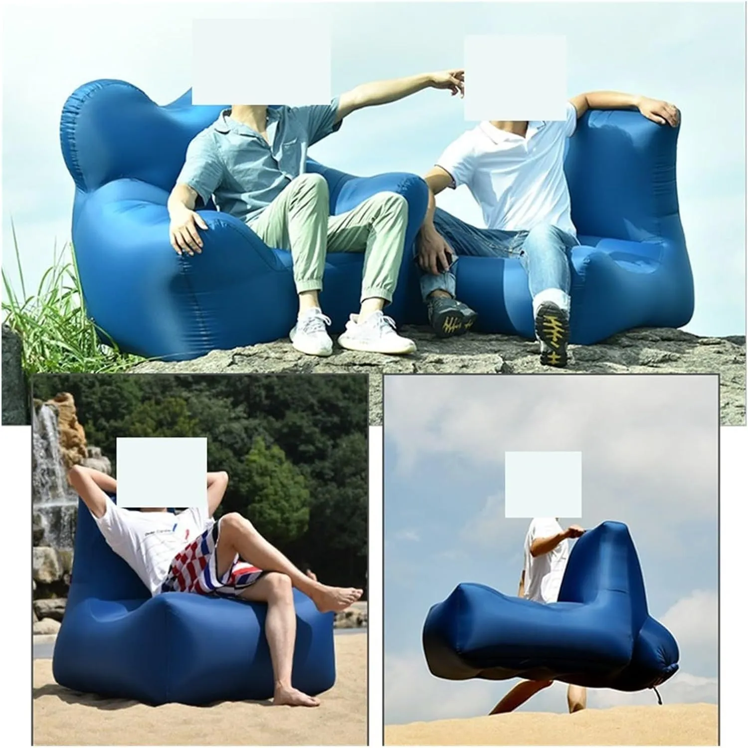 Recliner Outdoor Inflatable Sofa Square Bottom Armchair Air Beach Camping Travel Furniture Chair Tool-Free Folding Air Sofa Leisure Fit for Seat Portable (Color : 85X70X80CM-07)