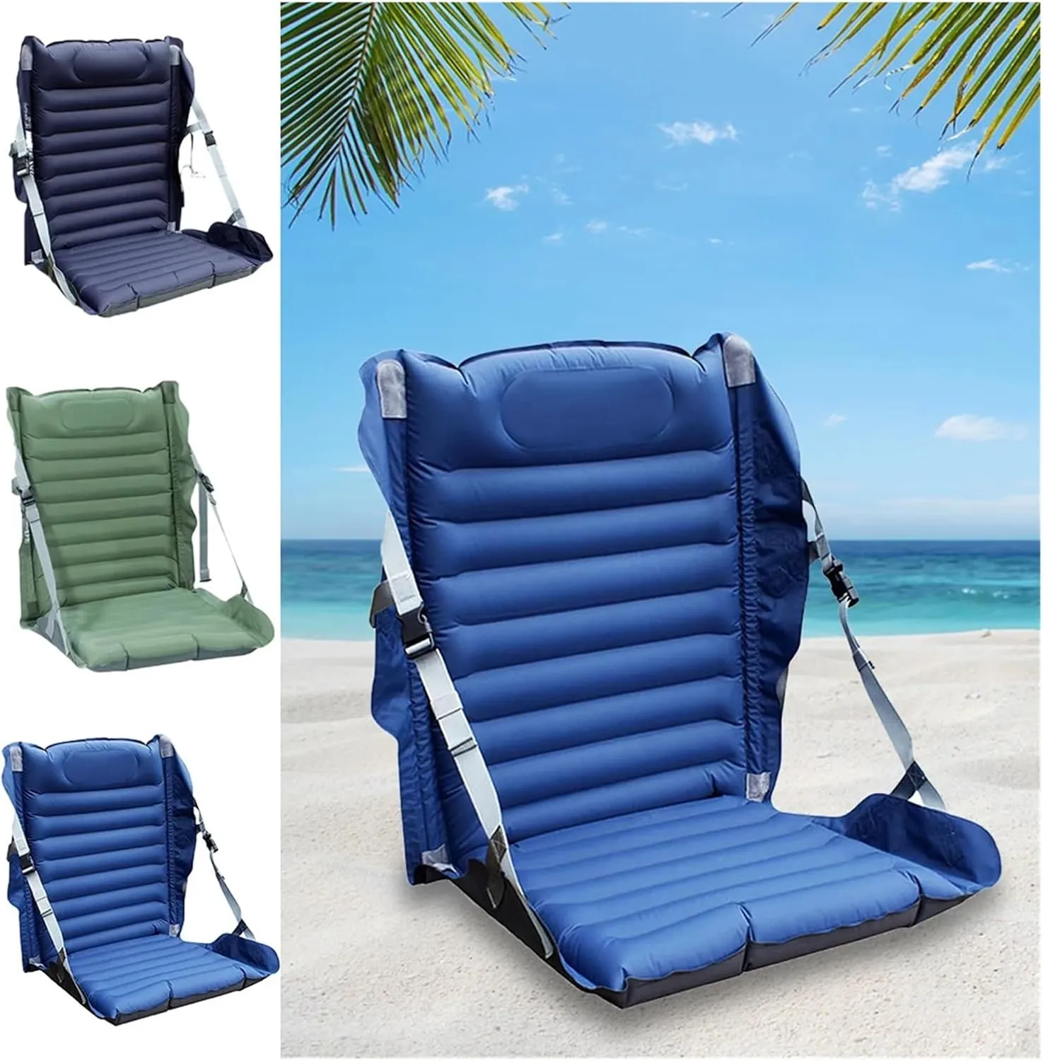 Recliner Portable Inflatable Camping Folding Cushion Leisure Chairs Outdoor Folding Chair Adjustable Fishing Picnic BBQ Beach Portable