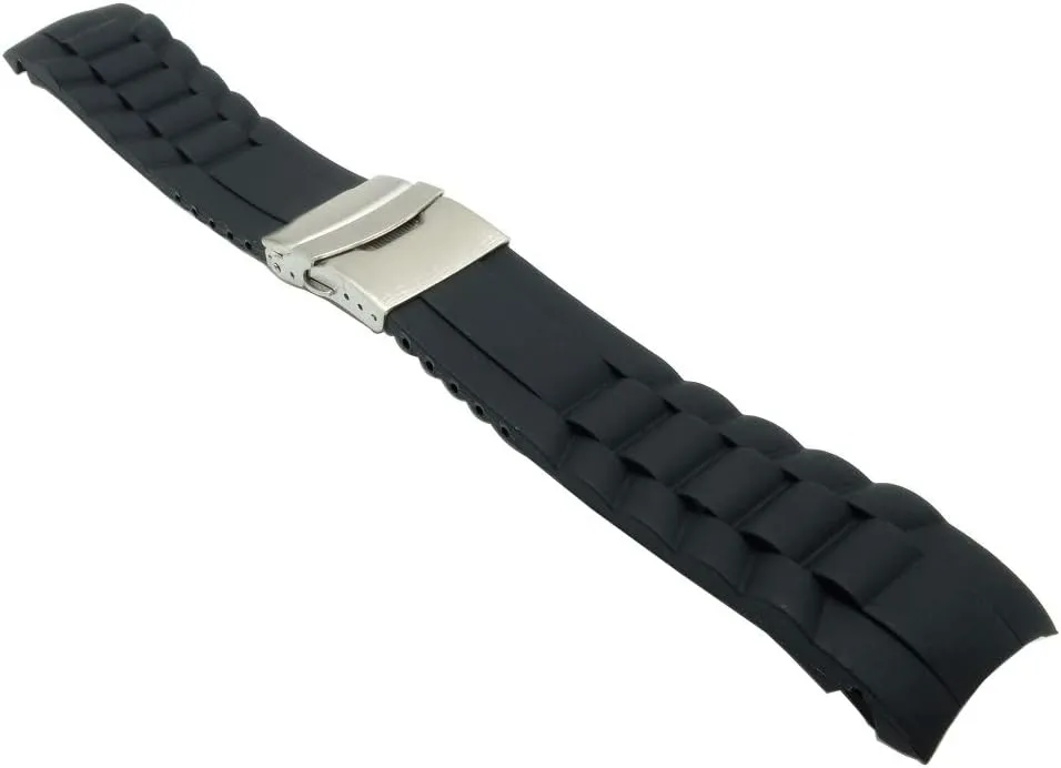 Replacement Watch Straps 16mm 18mm 20mm 22mm 24mm 26mm Silicone Rubber Diver Silicone Arc Watch Strap With Folding Stainless Steel Clasp Buckle And Tool (Band Width : 26mm)