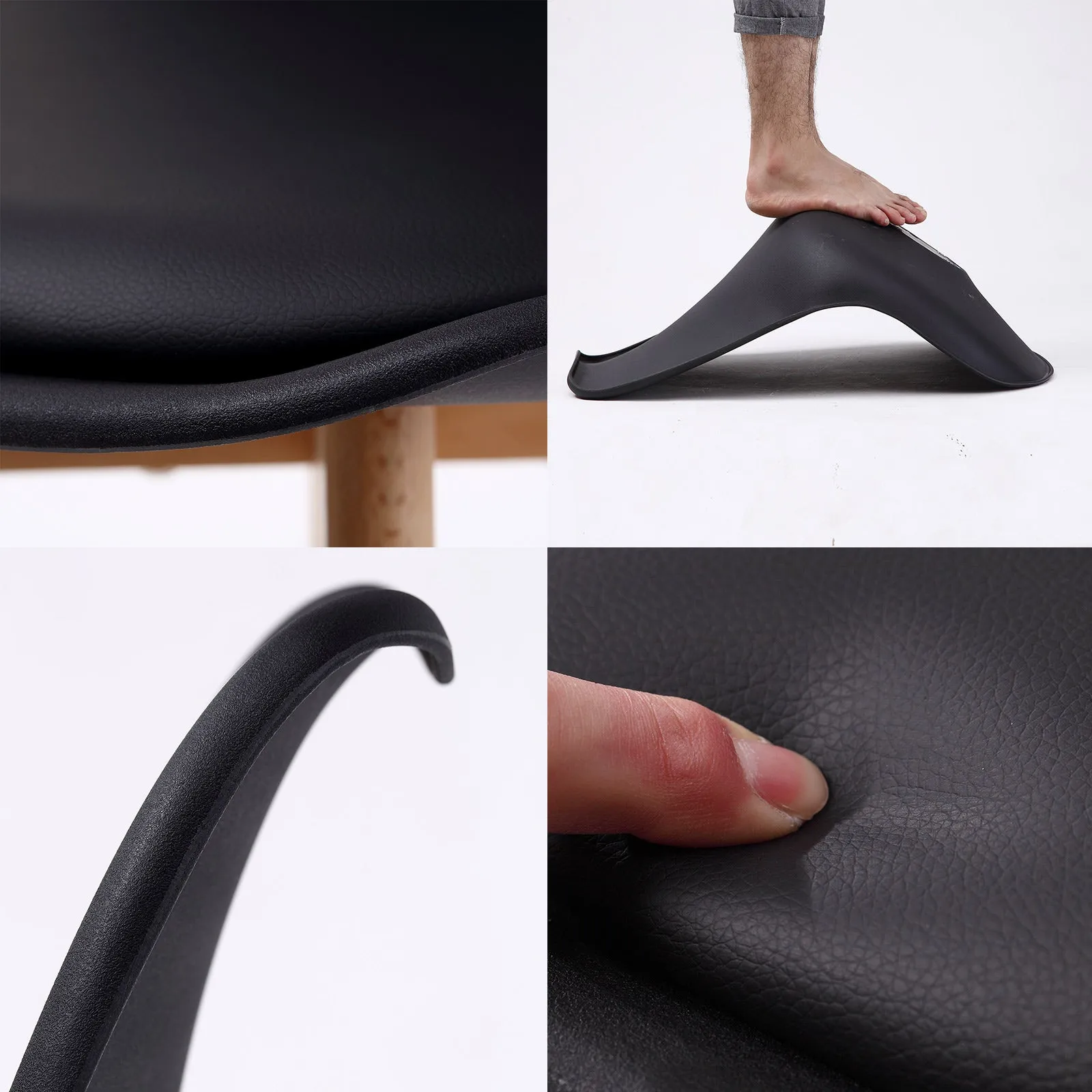 Retro (Set of 4) PU Leather Dining Chairs - Black