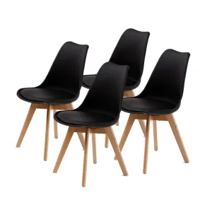 Retro (Set of 4) PU Leather Dining Chairs - Black