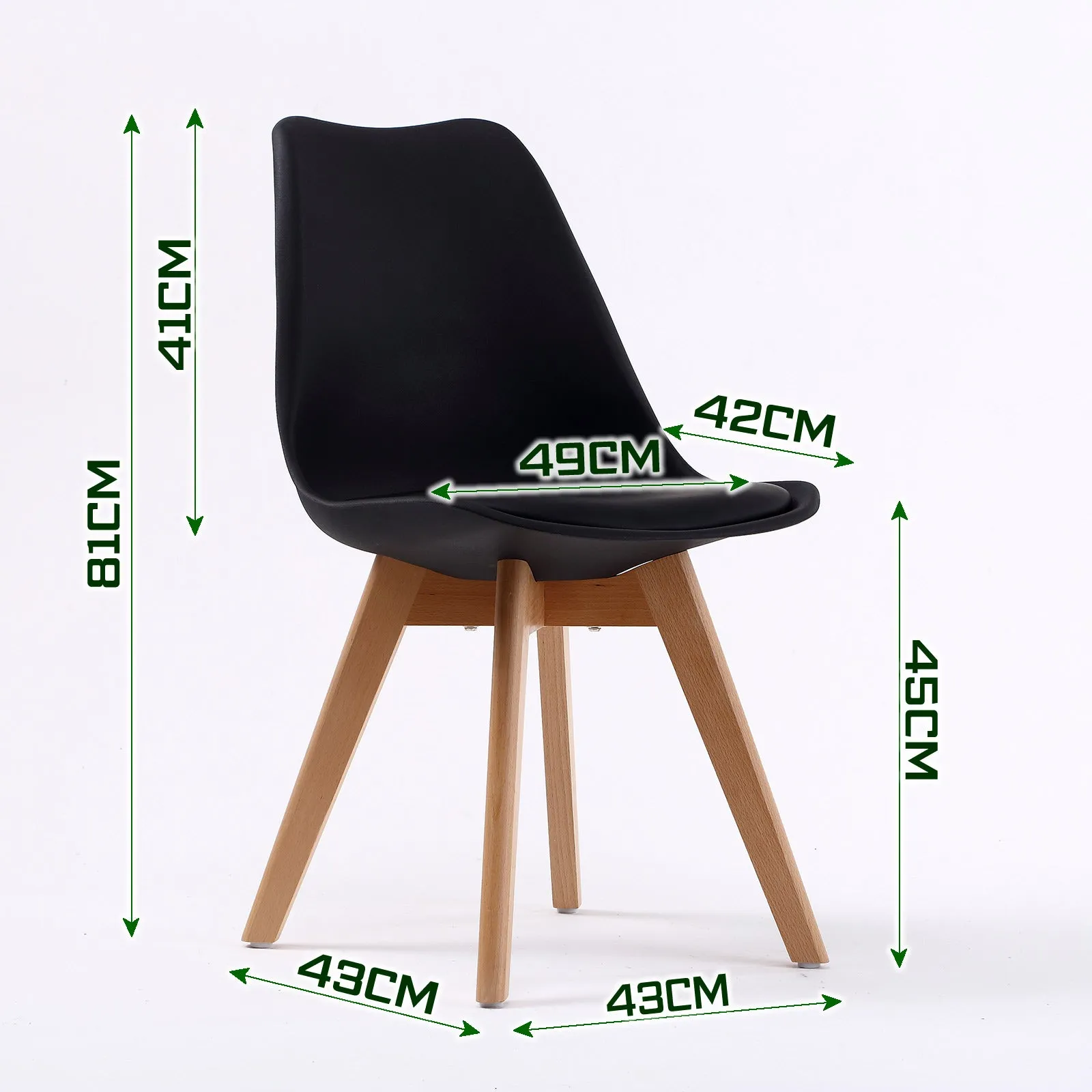 Retro (Set of 4) PU Leather Dining Chairs - Black