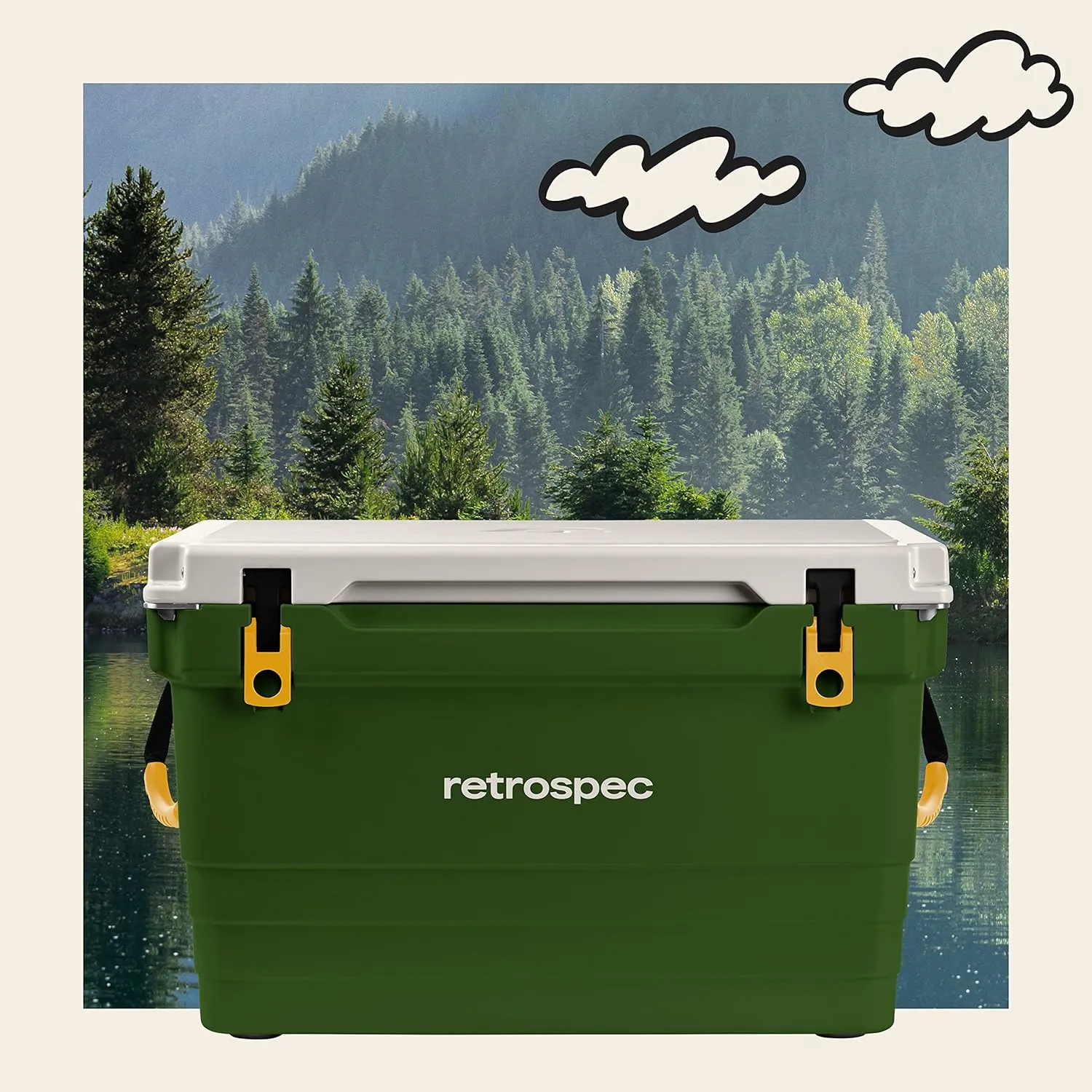 Retrospec Palisade Rotomolded Cooler - Fully Insulated Portable Ice Chest with Built in Bottle Opener, Tie-Down Slots & Dry Goods Basket - Large Beach, Camping & Travel Coolers 25, 45 & 65qt