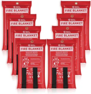RHINO RESCUE Fire Blanket, 40''×40'' Fiberglass Emergency Fireproof Gear, Flame Retardant Protection for Home, Kitchen, Camping, Hiking, 8 Count