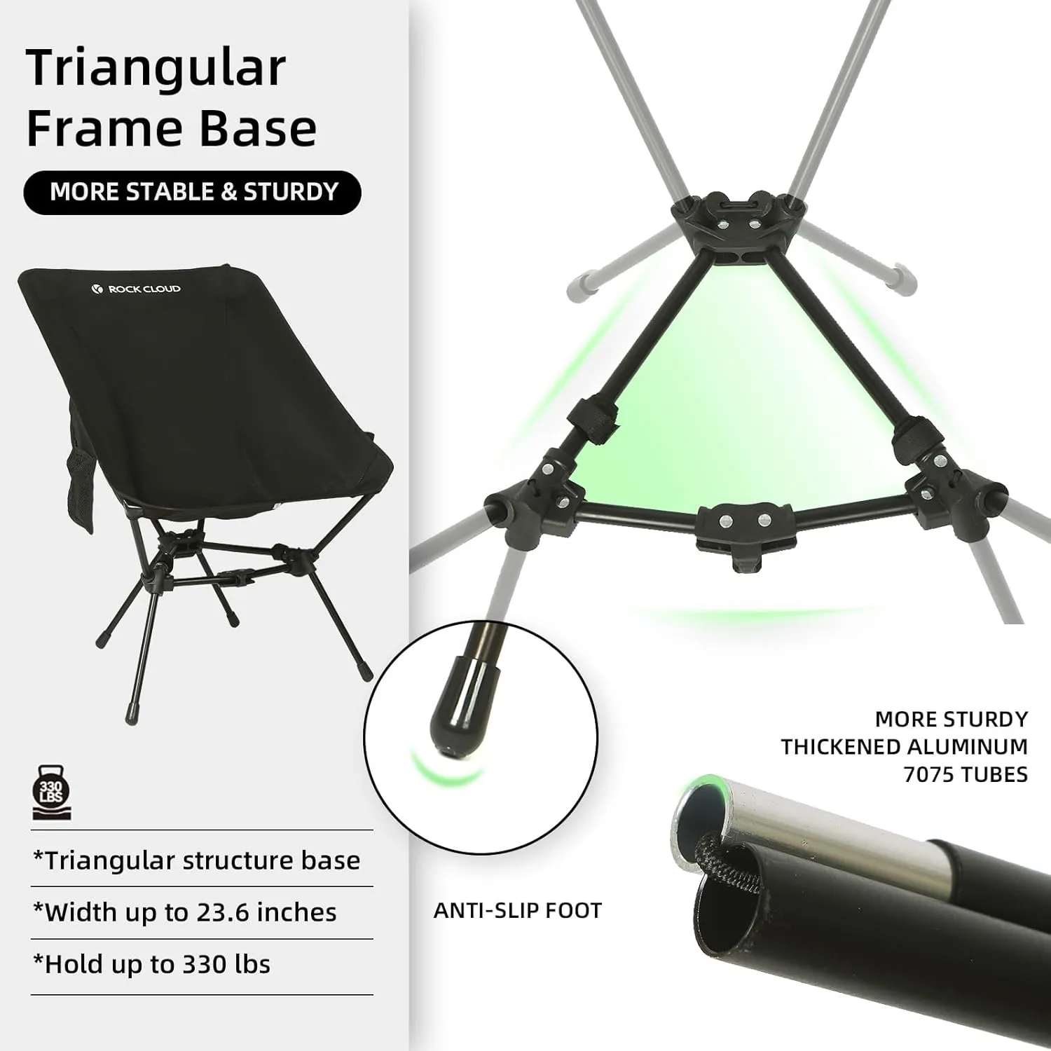 ROCK CLOUD Portable Camping Chair Ultralight Folding Chairs Compact Outdoor for Camp Hiking Backpacking Lawn Beach Sports