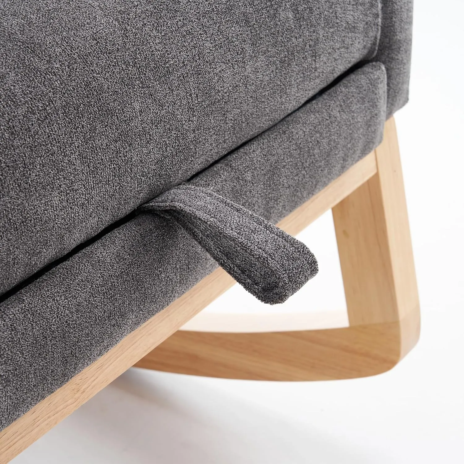 Rocking Chair with Foot Rest, Nursery Glider Teddy Gliding Rocking Chair with Retractable Footrest Rubber Wood Legs Side Pocket High Back & Wide Seat Nursing Chair for Living Room (Gray)