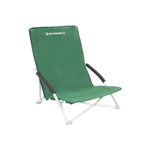 Rootz 2 Pack Green Beach Chairs - Folding Seats - Portable Lounge Chairs - 600D Oxford Fabric - Powder Coated Steel Tubes - Lightweight and Durable - Compact Design - 56cm x 53cm x 74cm