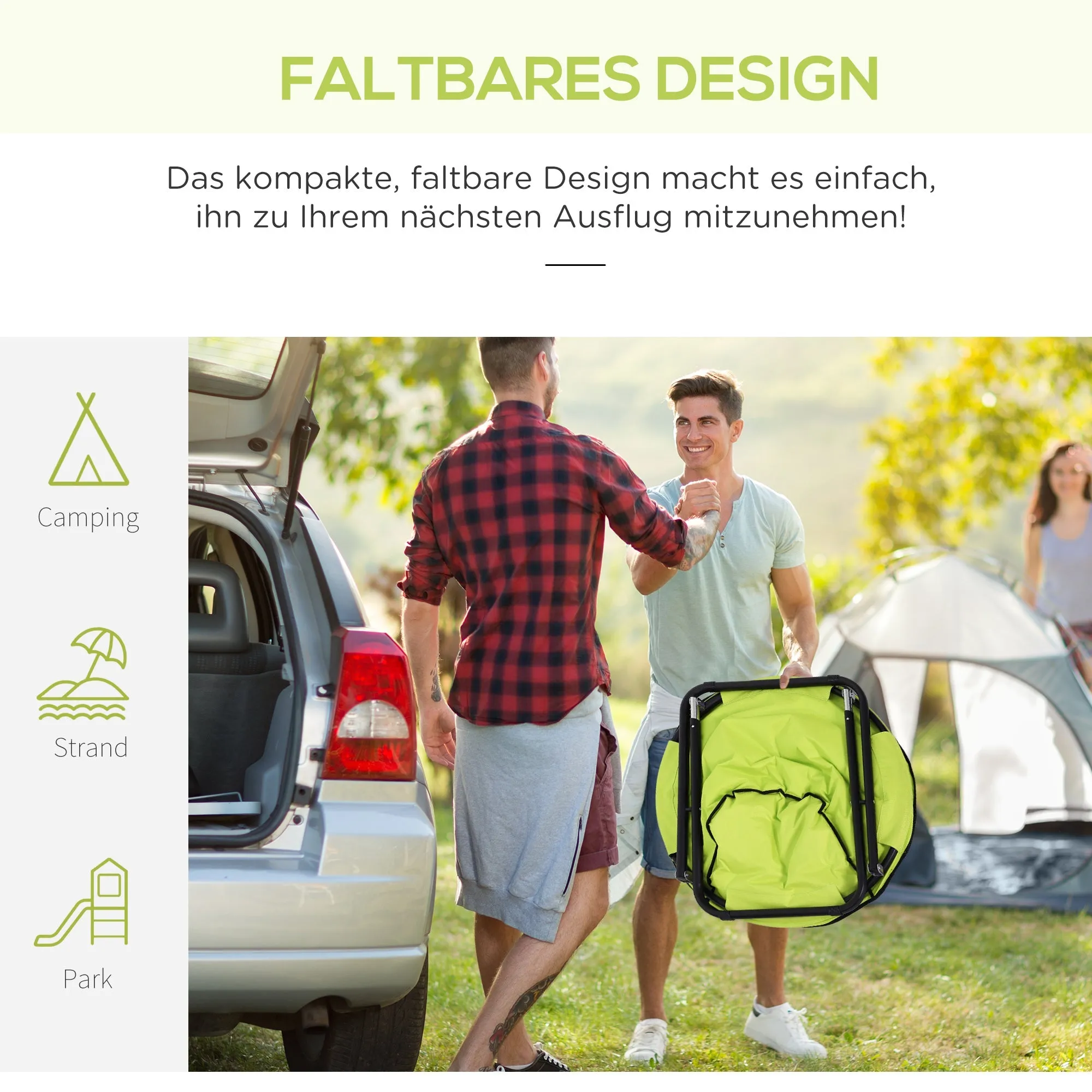 Rootz Yellow Folding Chair - Camping Armchair - Garden Chair - Upholstery Chair - Foldable Metal   Oxford Fabric - 80cm x 80cm x 75cm