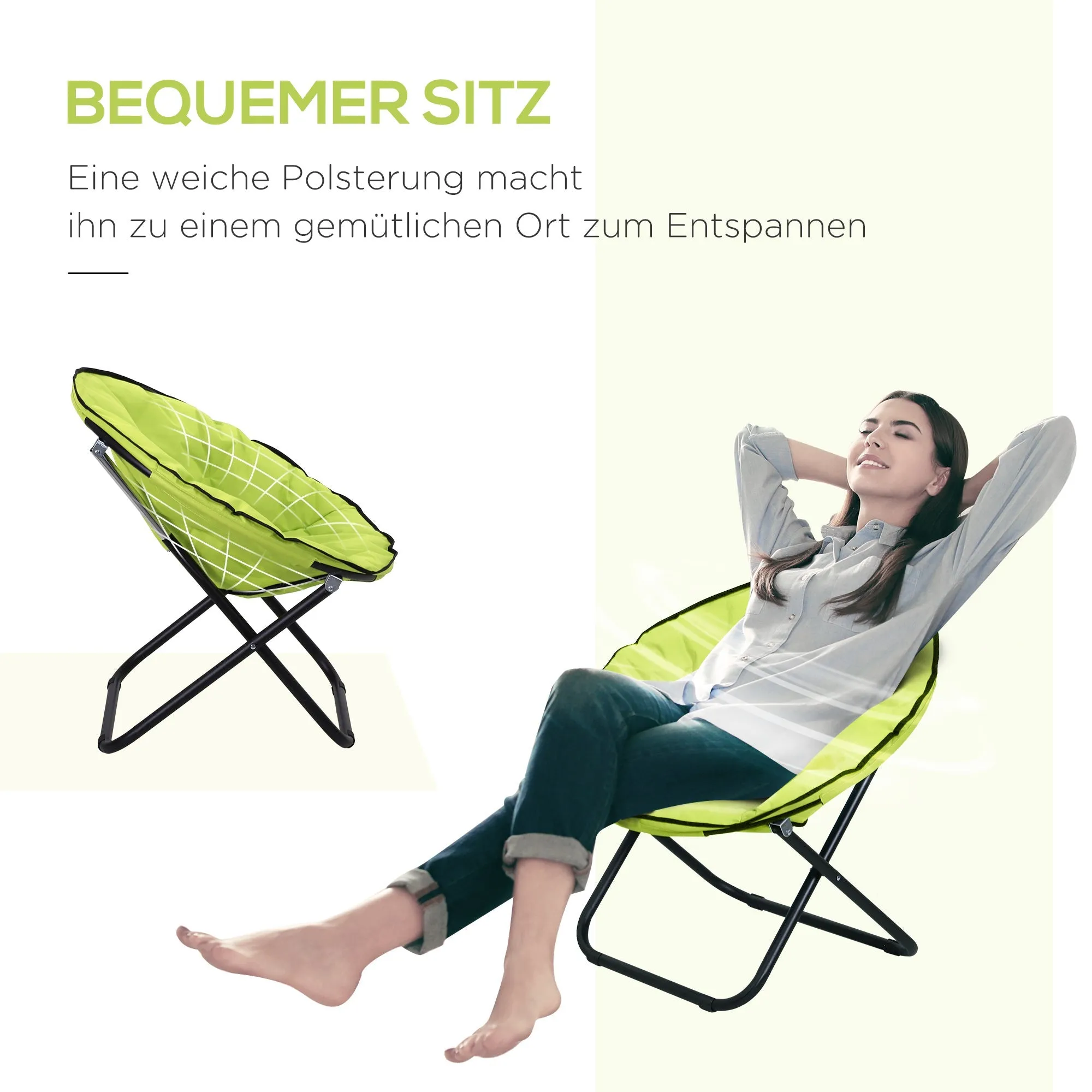 Rootz Yellow Folding Chair - Camping Armchair - Garden Chair - Upholstery Chair - Foldable Metal   Oxford Fabric - 80cm x 80cm x 75cm