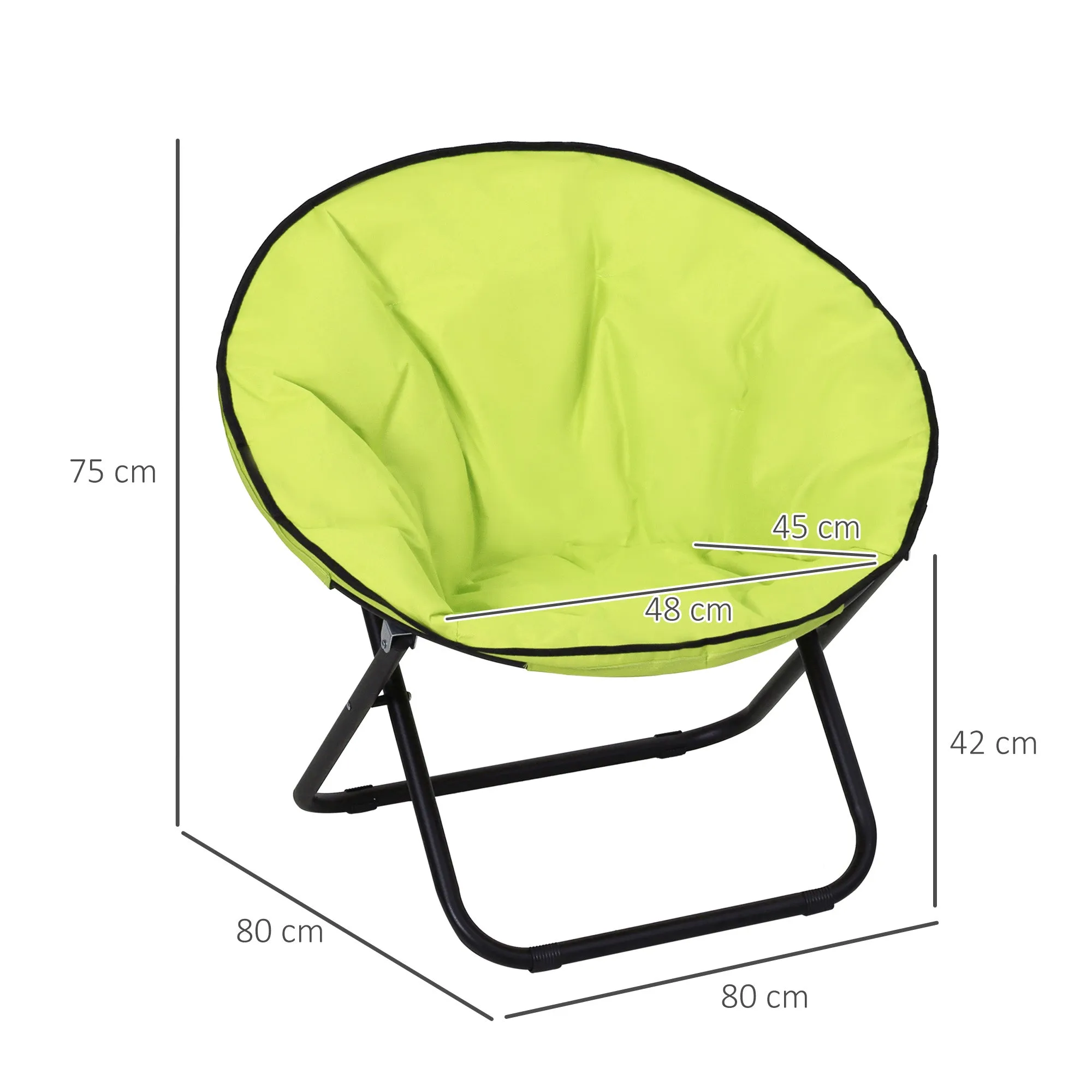Rootz Yellow Folding Chair - Camping Armchair - Garden Chair - Upholstery Chair - Foldable Metal   Oxford Fabric - 80cm x 80cm x 75cm