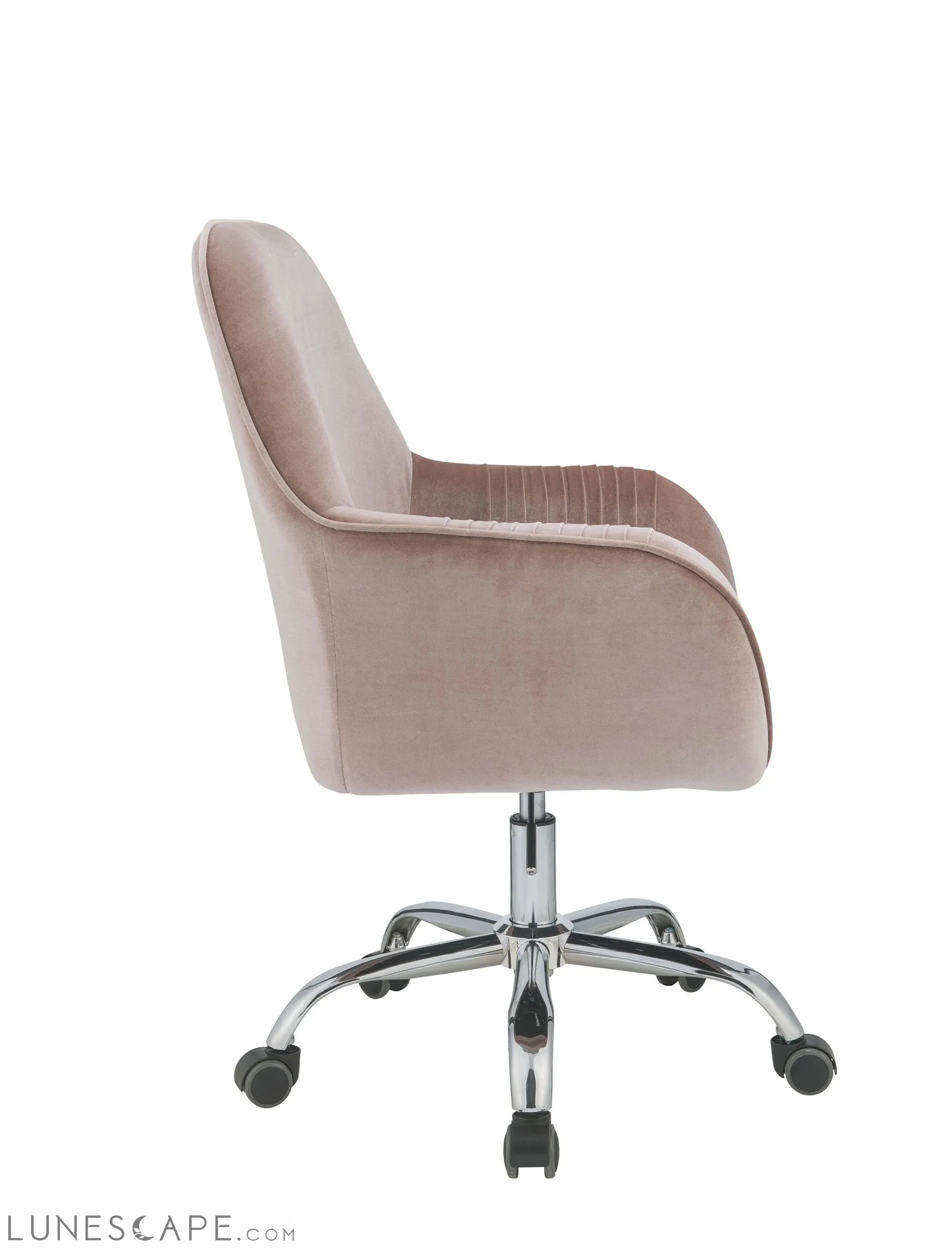 Rose Velvet Office Desk Chair on Wheels Stylish Mauve