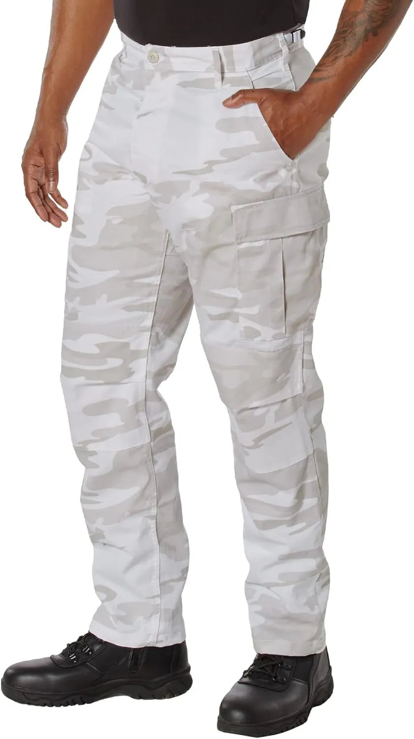 Rothco Color Camo Tactical BDU Pants - Rugged Outdoor Hiking Cargos Uniform Pant (US, Alpha, XX-Large, Regular, Regular, White Camo)